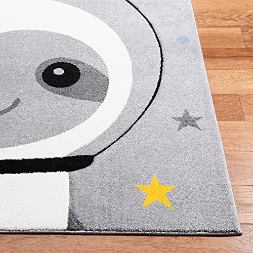 SAFAVIEH Carousel Kids Collection Area Rug - 3' Square, Grey & Ivory, Non-Shedding & Easy Care, Ideal for High Traffic Areas for Boys & Girls in Playroom, Nursery, Bedroom (CRK140F)