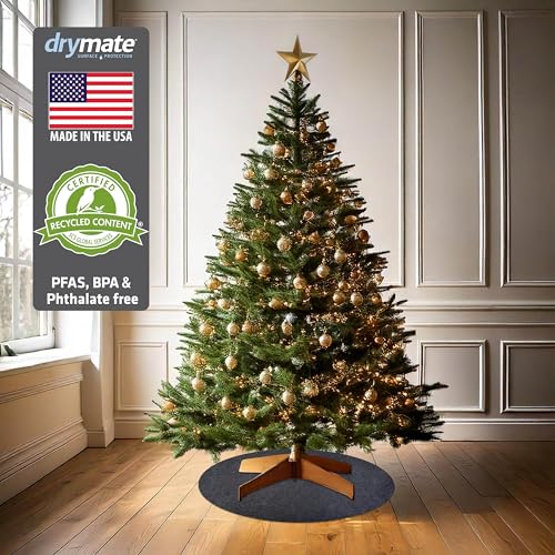 Christmas Tree Stand Mat 28" - Absorbent Waterproof Floor Protector, Charcoal