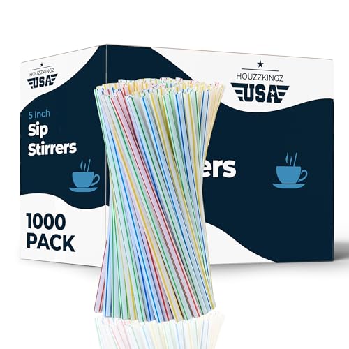 HOUZZKINGZ USA 1000 Assorted Color 5" Plastic Coffee & Cocktail Stir Sticks