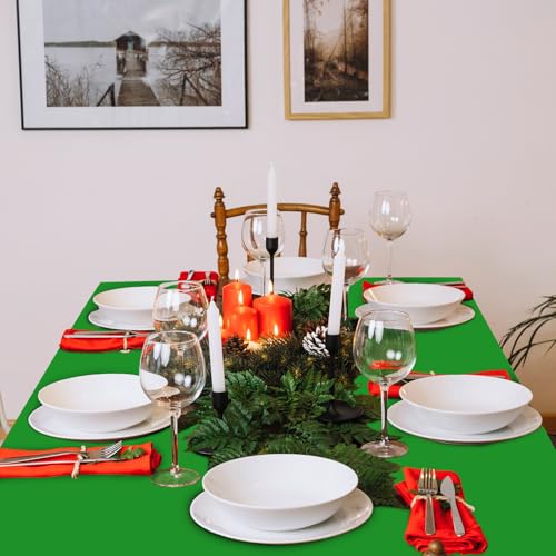 JarThenaAMCS 4Pcs Christmas Plastic Tablecloth Red Green Waterproof 54x108 Inch Holiday Party Decor