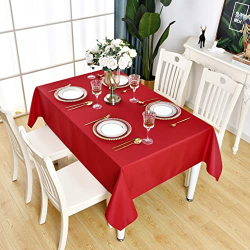 KAIPHO Waterproof Red Rectangle Tablecloth 60 x 102 Inches for Indoor & Outdoor Use
