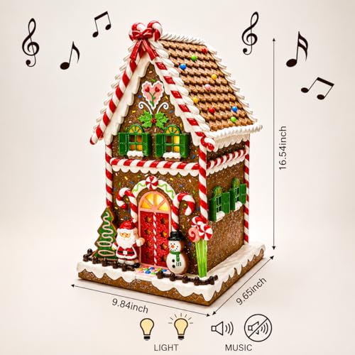 Christmas Gingerbread House Lighted Hand-Painted Holiday Decor - Antique
