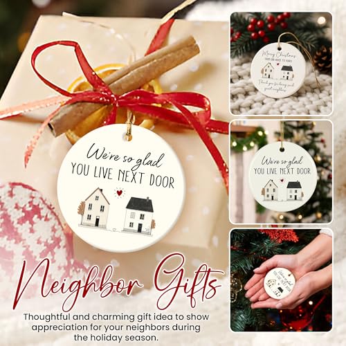 Neighbor Christmas Ornament - Ceramic Gift for Neighbors, 3 Inch Holiday Decor