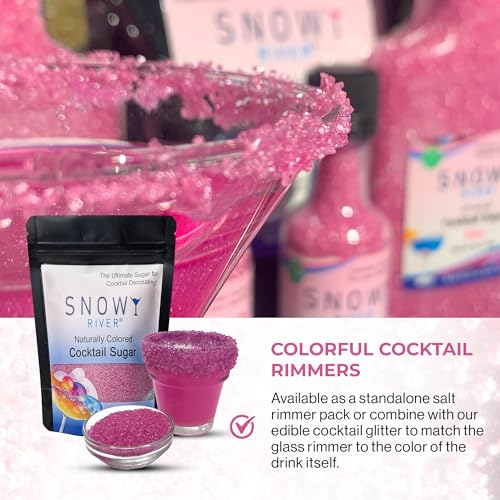 Snowy River Pink Cocktail Sugar Rimmer - Kosher Certified 4oz Natural Beverage Garnish