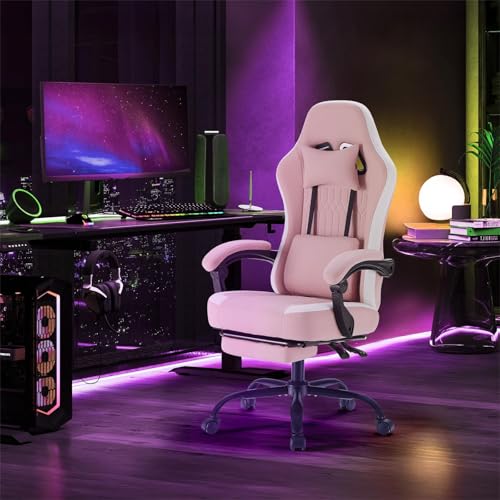 Ergonomic Gaming Chair with Footrest, Adjustable Lumbar Support & Headrest