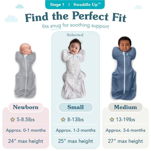 Love to Dream Swaddle UP - Baby Sleep Sack for Self-Soothing | Snug Fit, Gray, Small (8-13 lbs)