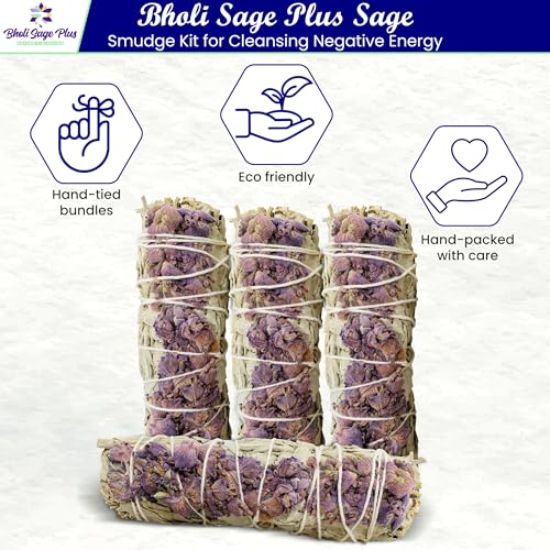 Lavender and White Sage Smudge Sticks for Home Cleansing - 4 Pack
