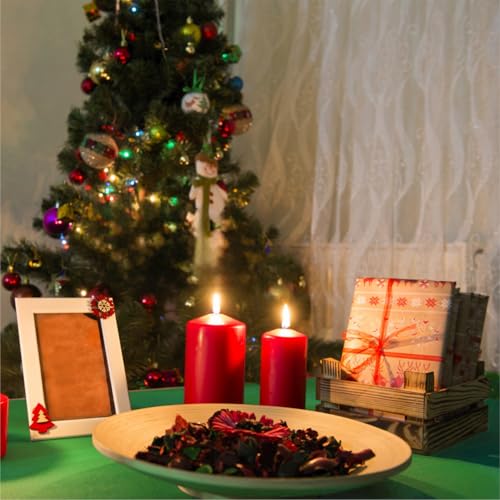 12 Pack 84-Inch Christmas Round Tablecloths - Red, Green, White Disposable Plastic Covers