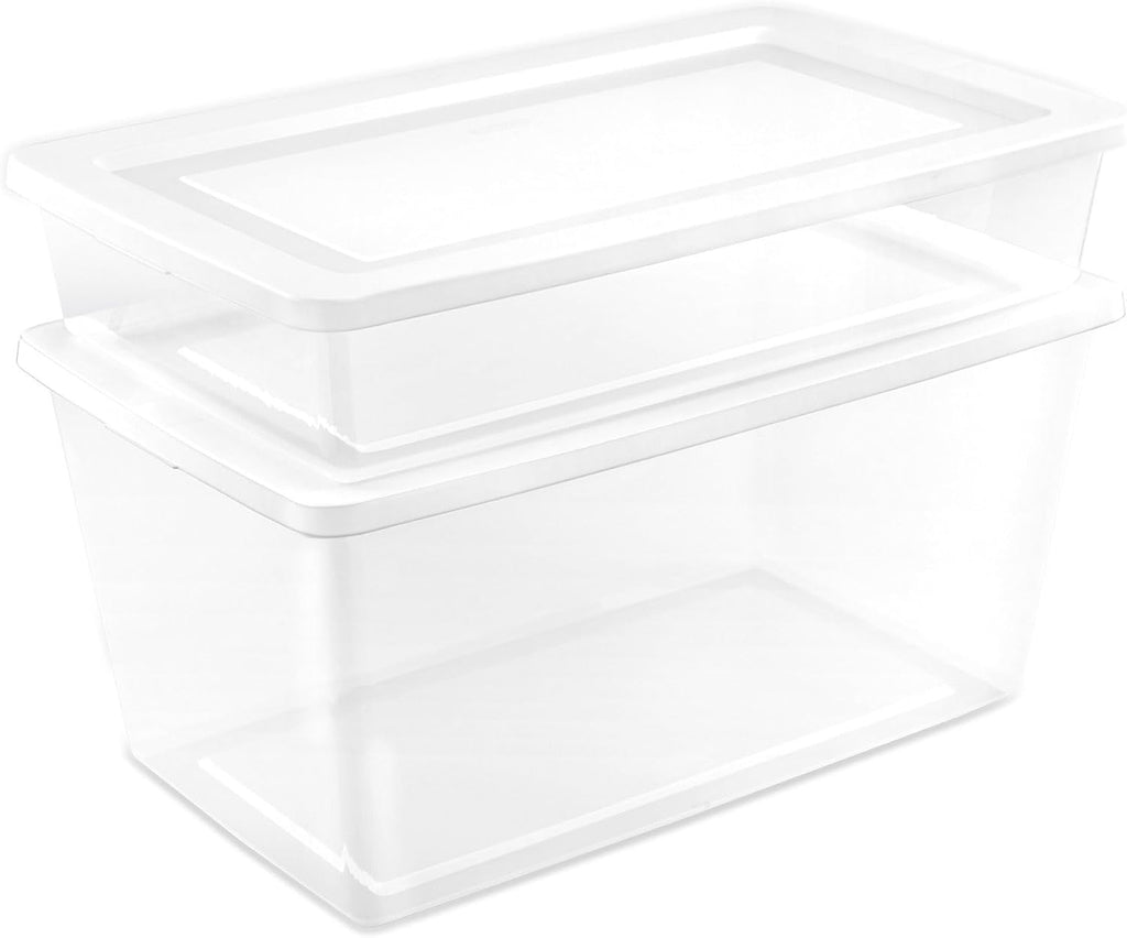 Sterilite 41 Quart Storage Box - 6 Pack Clear Plastic Totes with Secure Snapping Lids for Organization