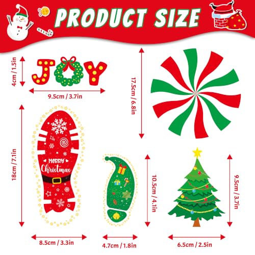 Christmas Peppermint Floor Decals 264-Piece Santa Footprints Sticker Set