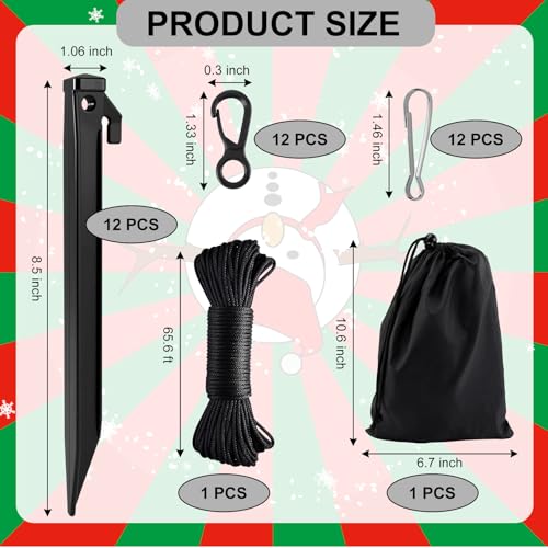 Fabulas 12-Piece Inflatable Stakes Set 8.5 in Heavy-Duty Plastic with Ropes & Hooks for Outdoor Holiday Decor
