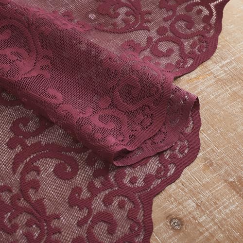 Burgundy Lace Curtains 84 Inches Long - 2 Panels Light Filtering Drapes