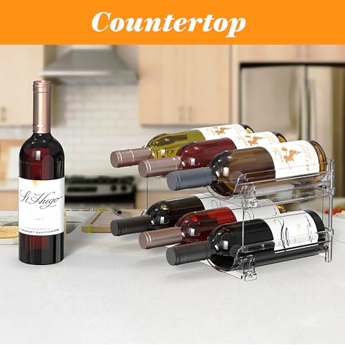 2-Tier Stackable Wine Rack and Water Bottle Organizer for Refrigerator