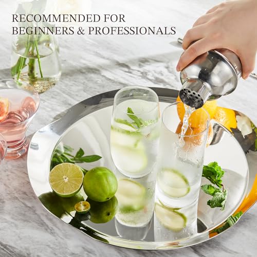 24oz Stainless Steel Cocktail Shaker Set with Strainer, Jigger & Spoon