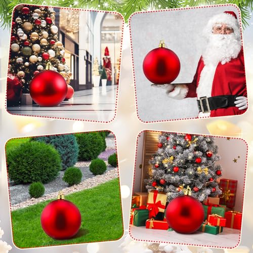 Threan 10 Inch Red Matte Christmas Ball Ornament - Matte Red Large 10"
