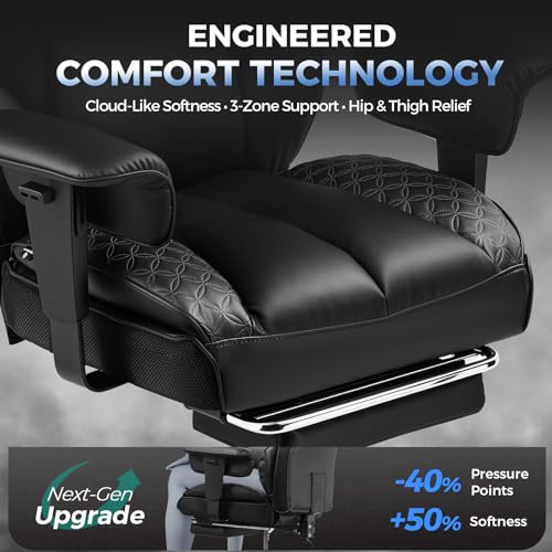 Big & Tall Heavy Duty Gaming Chair with Footrest - 400 lbs High Back Office Chair