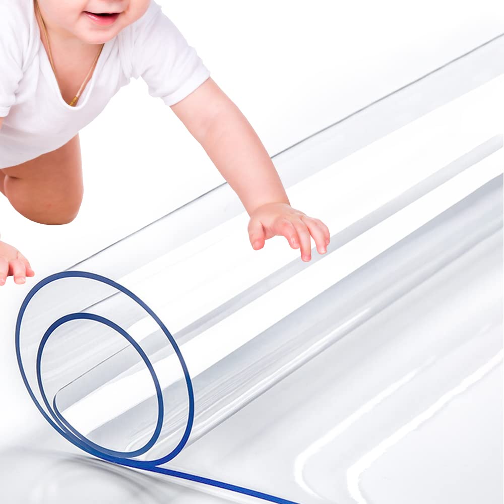 RostiKong 42 x 68 Inch Clear Plastic PVC Table Protector Tablecloth Wooden Furniture Coffee Glass End Side Bistro Table Cloth Top Protection Countertop Cover Desk Pad Mat Waterproof Rectangular Vinyl