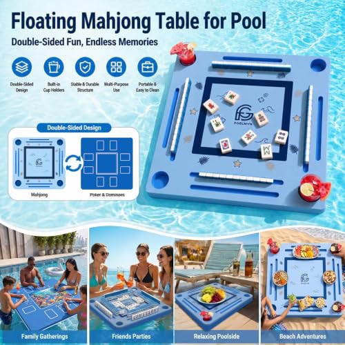 31.5-inch Floating Mahjong & Poker Game Table for Pool and Hot Tub