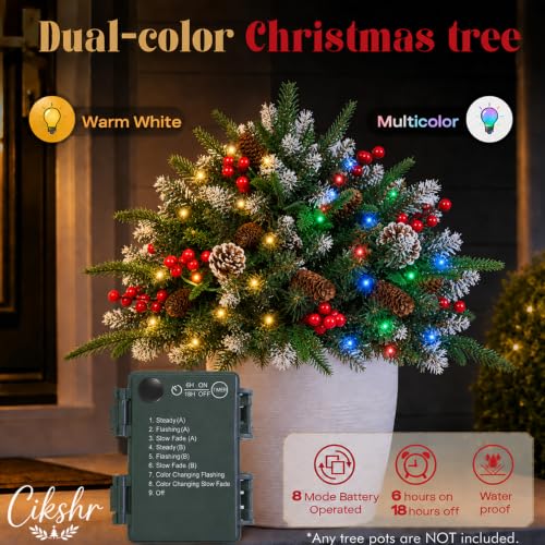 22-inch Lighted Outdoor Christmas Urn Filler with Timer - 2 Pack