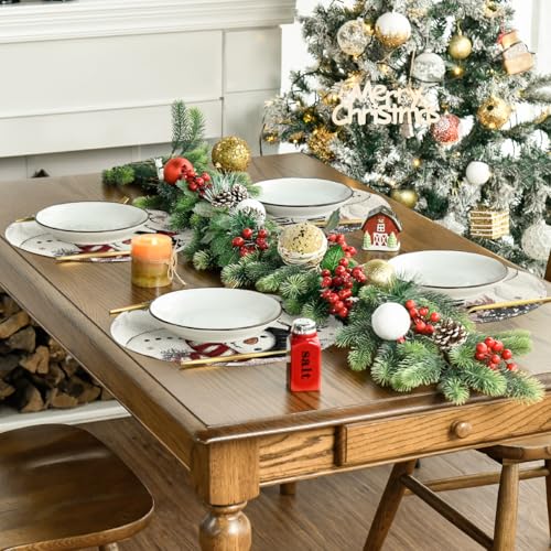 Artoid Mode 14" Xmas Trees Let It Snow Snowman Round Placemats Set of 4