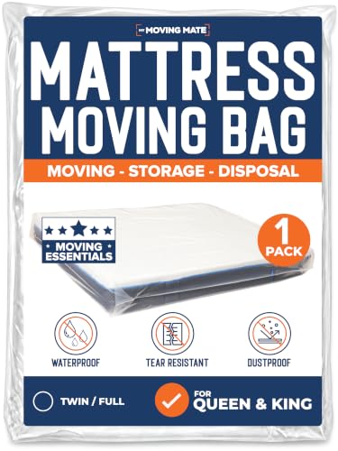 King & Queen Mattress Bag for Moving & Storage - 14 Inch Deep Plastic Cover