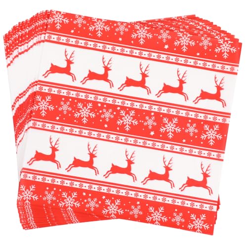 GeeRic Red Reindeer Wax Deli Paper Sheets 7x7in – 100 Pack, Christmas Theme