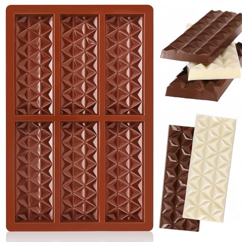 KINYFY 1 Pc Diamond Break-Apart Chocolate Mold Silicone Baking Bar for Candies & Energy Bars