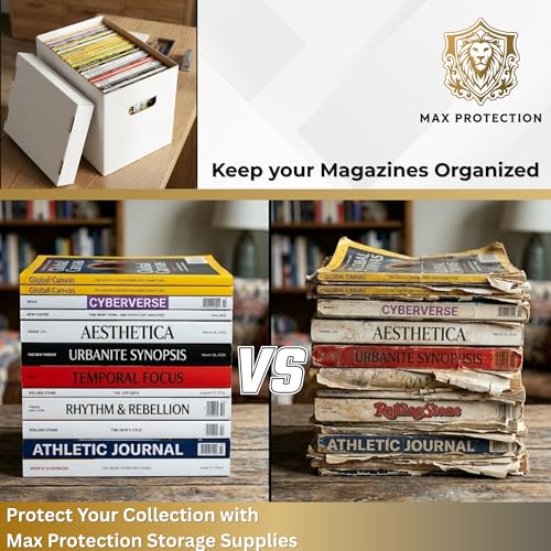 Heavy-Duty Magazine Storage Boxes with Lids, 5-Pack Corrugated File Organizers