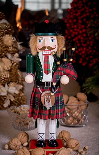 Clever Creations Green Scottish Bagpiper Wooden Nutcracker 14 Inch Christmas Decor