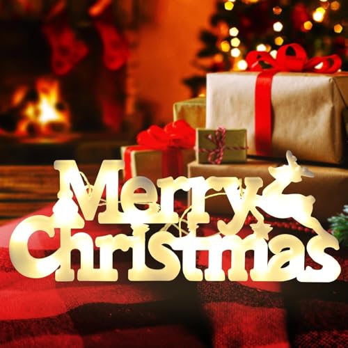 Merry Christmas Sign LED Hanging Ornament for Indoor/Outdoor Decor