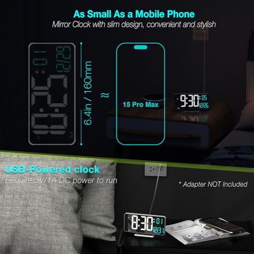 6.7" Digital LED Desk Alarm Clock with Temperature, Date & Dimmer