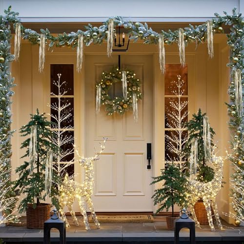 Metallic Tinsel Icicles for Christmas Tree - 4000 Strands, 18 Inch Holiday Streamers
