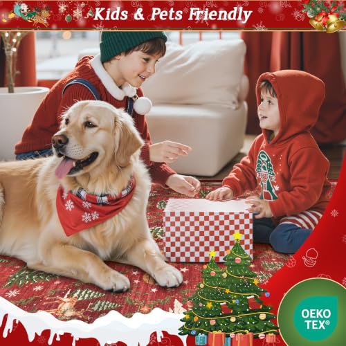 Christmas Red 2' x 3' Entryway Rug with Anti-Slip Backing - Madane