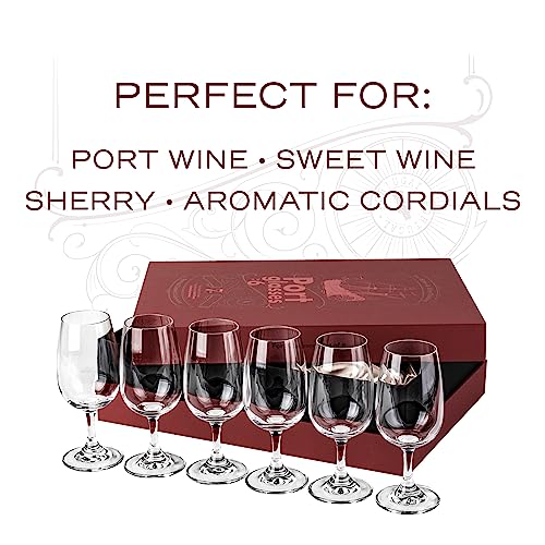 Set of 6 Crystal Port and Dessert Wine Glasses - 7 oz Tasting Copitas