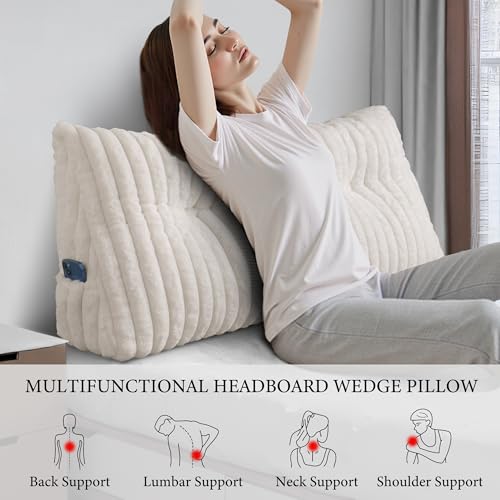 Queen Wedge Pillow with Back Support | Soft Reading Cushion in Beige