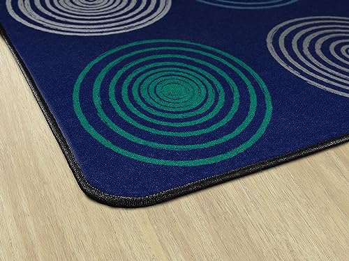 Educational Circles Seating Rug for Kids Classroom, 7'6" x 12' Cool Blue