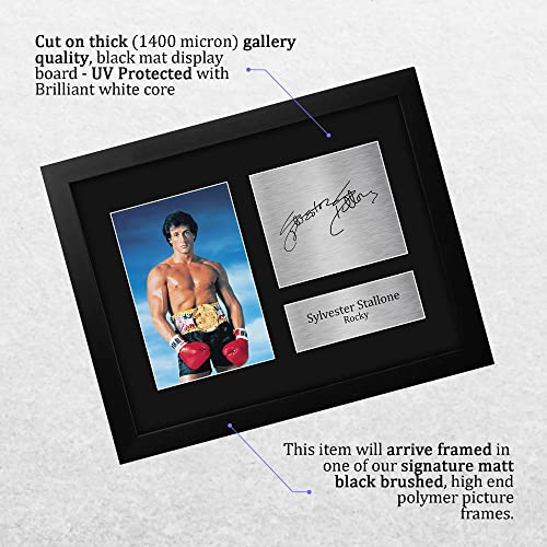Sylvester Stallone Rocky Movie Autograph Photo Framed - Black Frame - US Letter