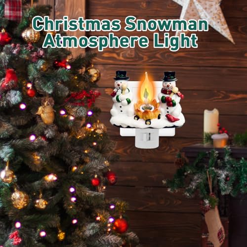 Christmas Decorations，Snowman Campfire Night Light，4 Inch Resin