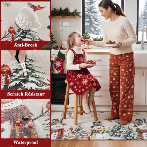 U'Artlines Christmas Snowman & Tree Anti-Fatigue Kitchen Rugs Set of 2