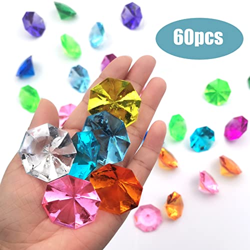 60-Piece Multicolor Acrylic Diamond Gems for Party Favors & Table Scatter