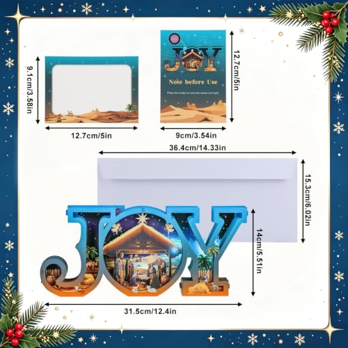 Pop Up Christmas Nativity Scene Greeting Card Set with Lights & Music 14x6