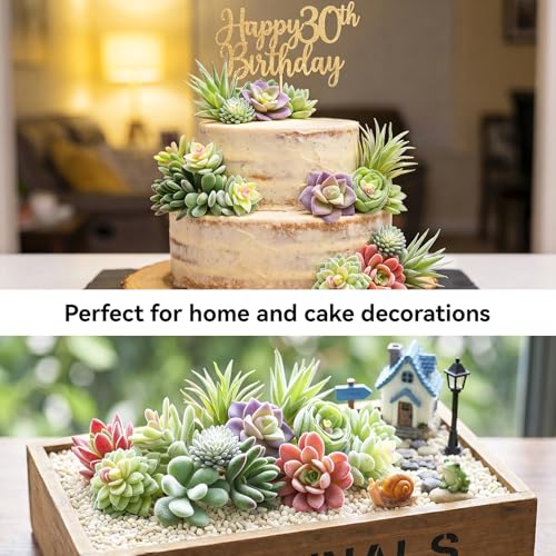 12 Pcs Mini Artificial Succulents, Flocked Faux Succulent Plants for Decor