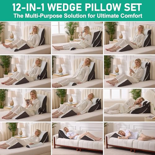 4-Piece Adjustable Wedge Pillow Set for Pain Relief & Recovery