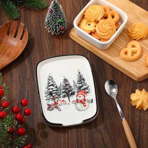 FoldTier Christmas Snowman Ceramic Spoon Rest with 'Warm Winter Blessings' - 5.8" Holiday Kitchen Decor (Variation: Snowman / 1)