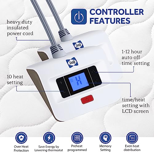 Heated Mattress Pad King Size - Luxury Electric Bed Warmer with 10 Heat Settings