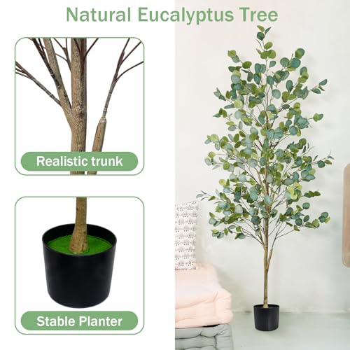 6FT Artificial Eucalyptus Tree - Lifelike Faux Potted Plant