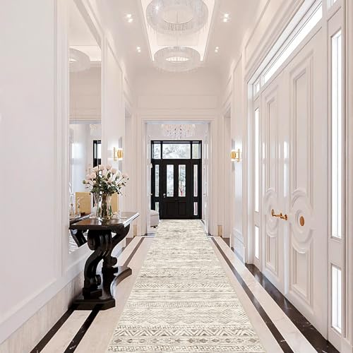 Moroccan Washable Hallway Runner Rug 2'6" x 12' Non-Slip Floor Mat