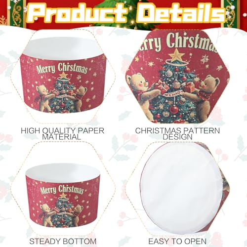 Bokon 12 Pcs 12oz Christmas Panettone Molds - Non-Stick Paper Cups, Six Styles (2Each)