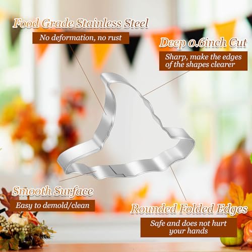 Lezmarket 20Pcs Halloween Cookie Cutters Set - Stainless Steel Shapes for Ghosts, Pumpkins, Cats, Bats, Coffins, Witch Hats (Halloween variation)