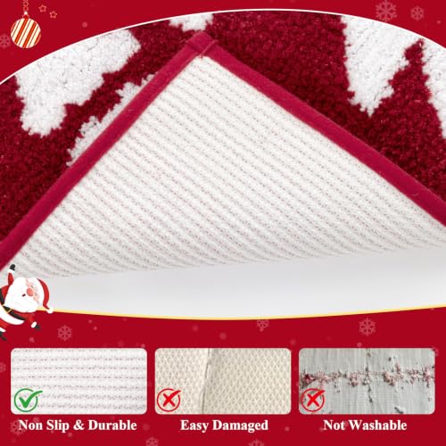 Vaukki Christmas Bathroom Rug Set 2 Pieces, 20'' x 32'' + 20'' x 32'', Non-Slip Microfiber Floor Mats for Holiday Decor